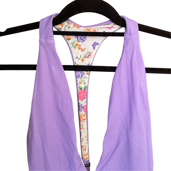 Maaji Dunes Nude Tiky Reversible One-Piece Swimsuit SZ S Floral Purple - Picture 7 of 9